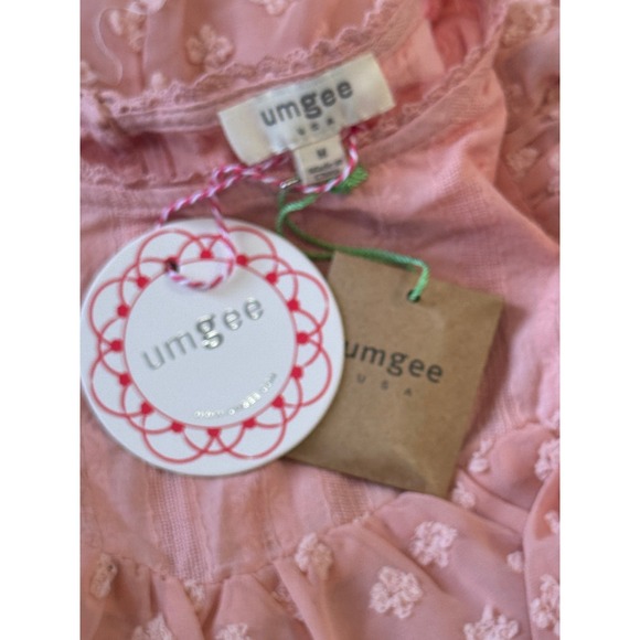 Umgee USA Sheer Boho Blouse Women's Medium Pink Flutter Sleeve Lined Floral NWT - Picture 4 of 11